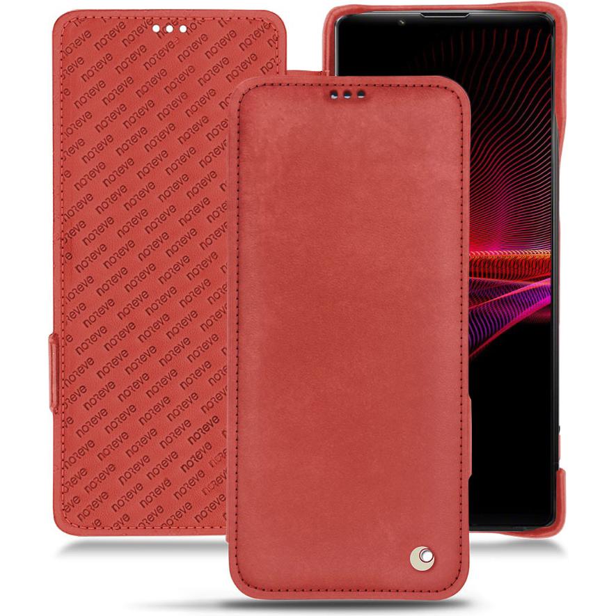 Noreve Lederschutzhülle horizontal (Sony Xperia 1 III), Smartphone Hülle, Rot