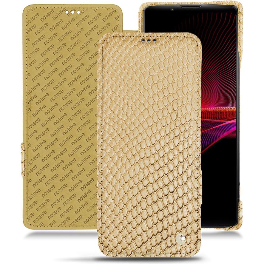 Thumbnail - Noreve Lederschutzhülle horizontal (Sony Xperia 1 III), Smartphone Hülle, Beige