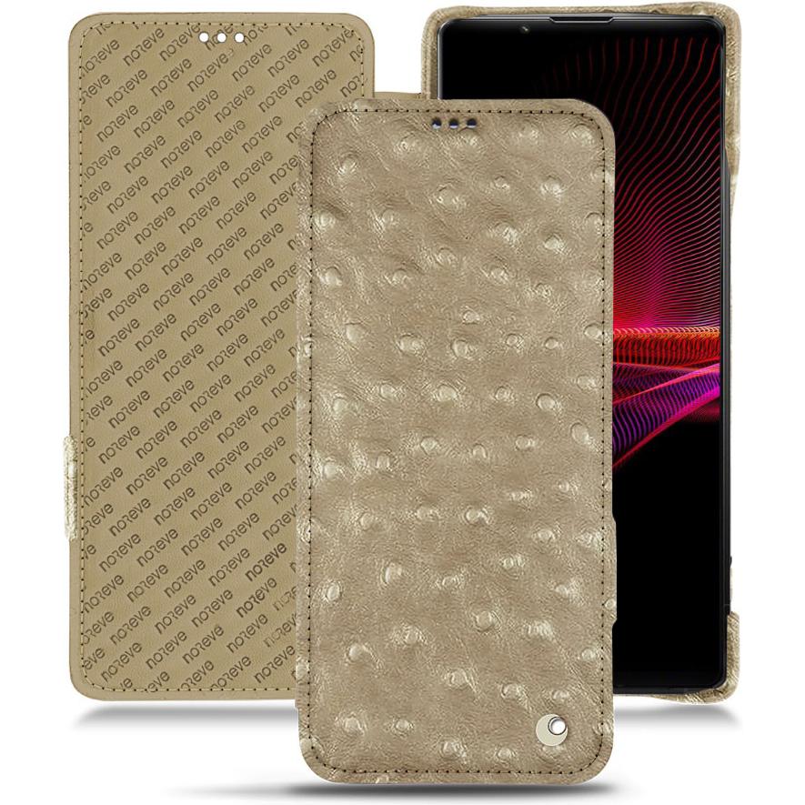 Thumbnail - Noreve Lederschutzhülle horizontal (Sony Xperia 1 III), Smartphone Hülle, Beige