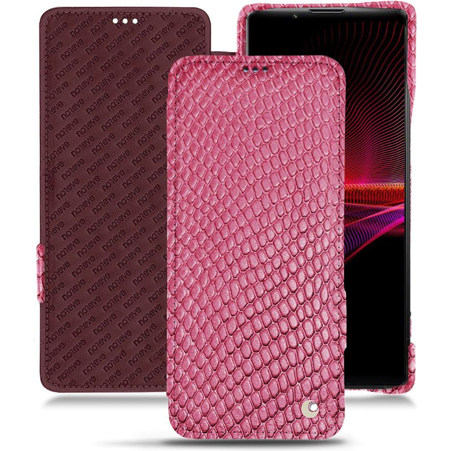 Noreve Lederschutzhülle horizontal (Sony Xperia 1 III), Smartphone Hülle, Rosa
