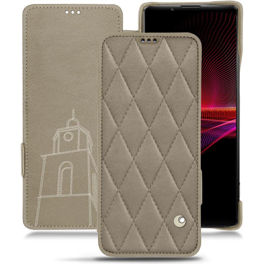 Noreve Lederschutzhülle horizontal (Sony Xperia 1 III), Smartphone Hülle, Beige