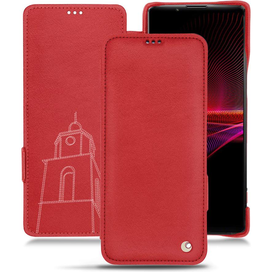 Noreve Lederschutzhülle horizontal (Sony Xperia 1 III), Smartphone Hülle, Rot