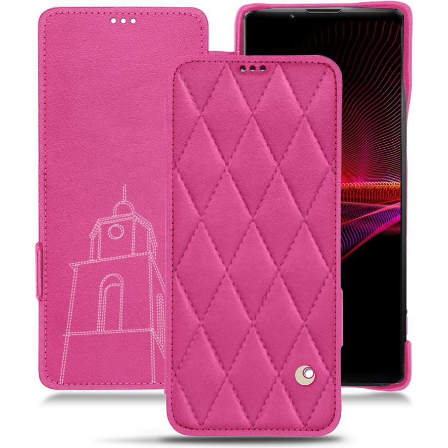 Noreve Lederschutzhülle horizontal (Sony Xperia 1 III), Smartphone Hülle, Rosa