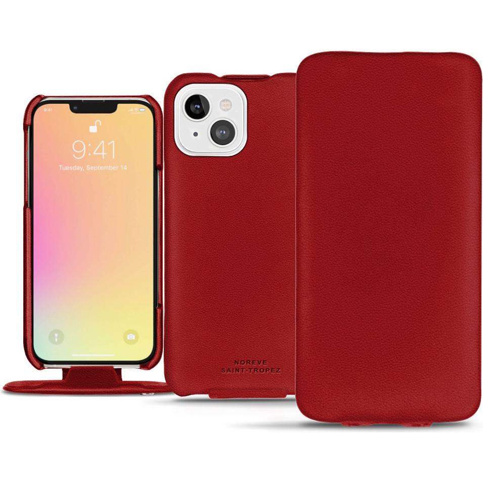 Noreve Lederschutzhülle vertikal (Apple iPhone 13), Smartphone Hülle, Rot