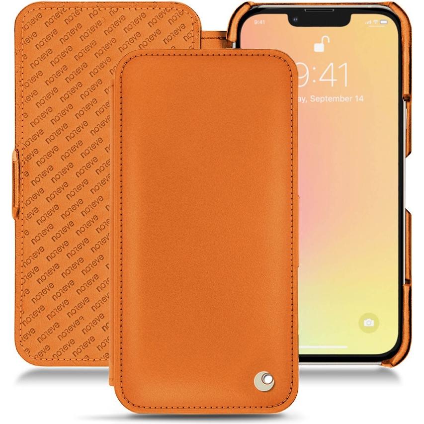 Thumbnail - Noreve Lederschutzhülle horizontal (Apple iPhone 13), Smartphone Hülle, Orange