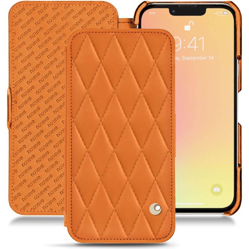 Noreve Lederschutzhülle horizontal (Apple iPhone 13), Smartphone Hülle, Orange