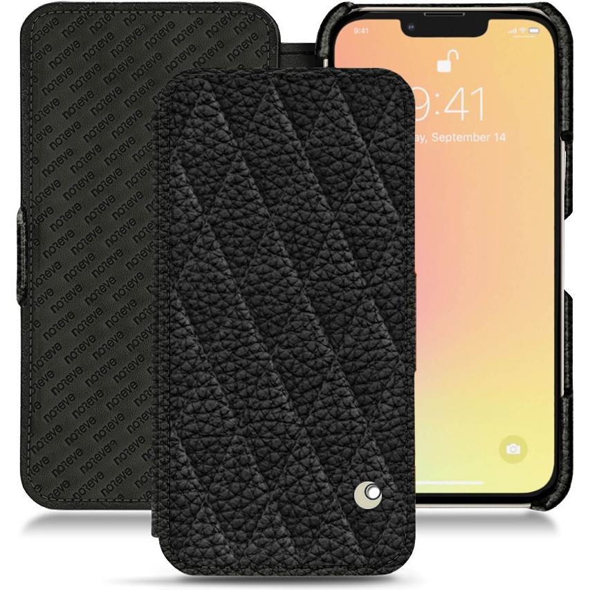 Noreve Lederschutzhülle horizontal (Apple iPhone 13), Smartphone Hülle, Schwarz