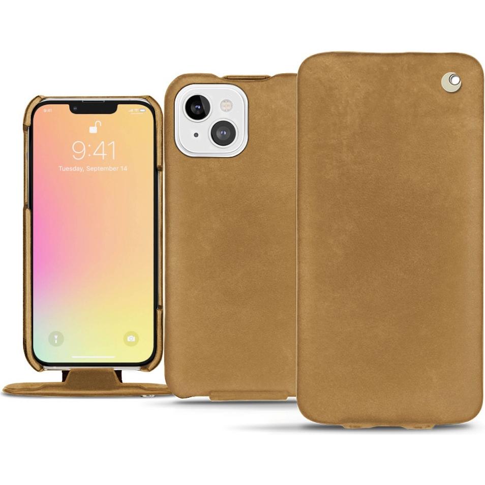 Noreve Lederschutzhülle vertikal (Apple iPhone 13 mini), Smartphone Hülle, Braun