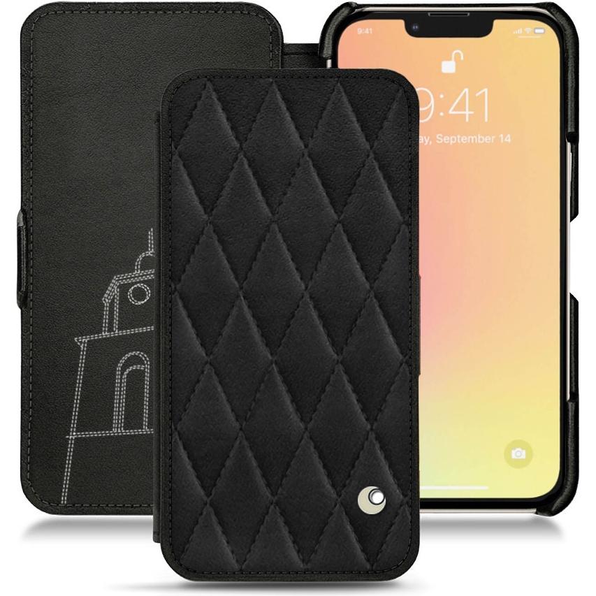 Noreve Lederschutzhülle horizontal (Apple iPhone 13), Smartphone Hülle, Schwarz