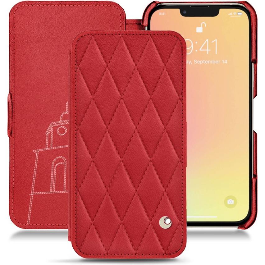 Noreve Lederschutzhülle horizontal (Apple iPhone 13), Smartphone Hülle, Rot