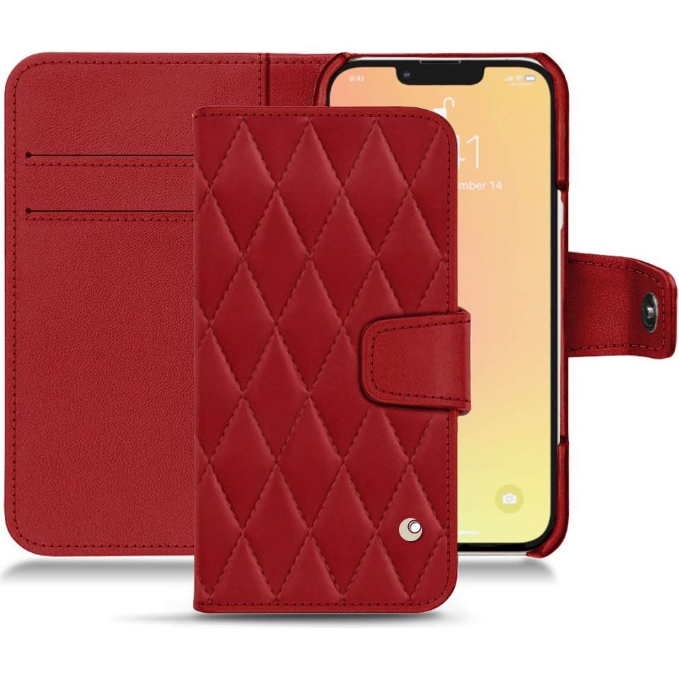 Noreve Lederschutzhülle Wallet (Apple iPhone 13 mini), Smartphone Hülle, Rot