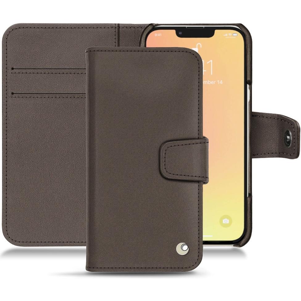Noreve Lederschutzhülle Wallet (Apple iPhone 13 mini), Smartphone Hülle, Grau