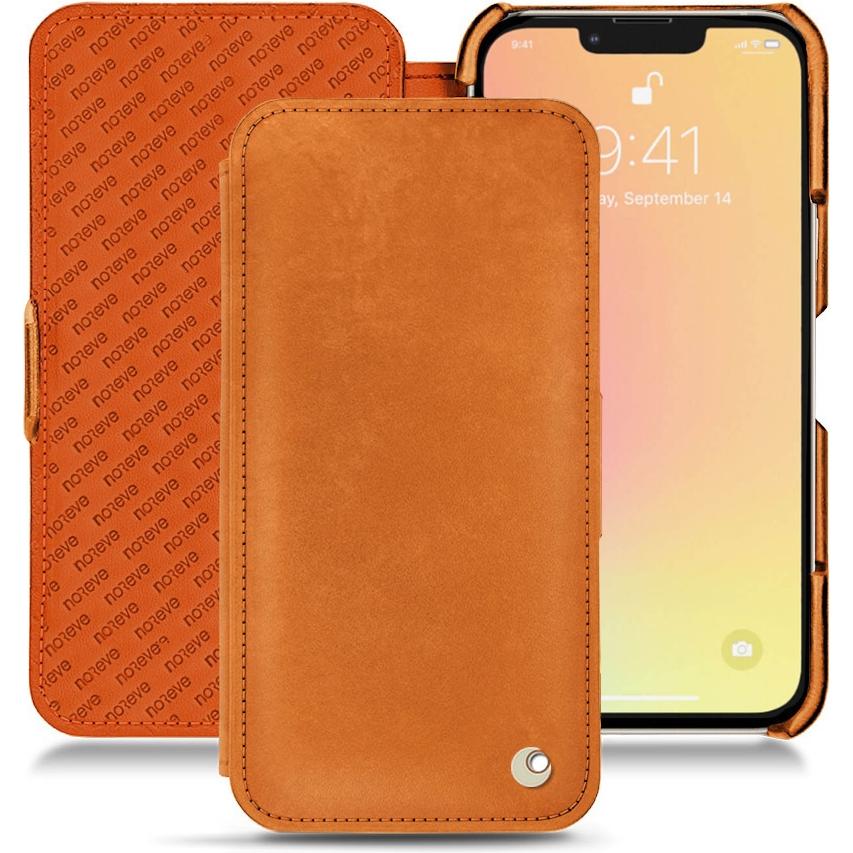 Noreve Lederschutzhülle horizontal (Apple iPhone 13 mini), Smartphone Hülle, Orange