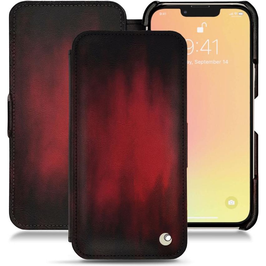 Noreve Lederschutzhülle horizontal (Apple iPhone 13 mini), Smartphone Hülle, Rot