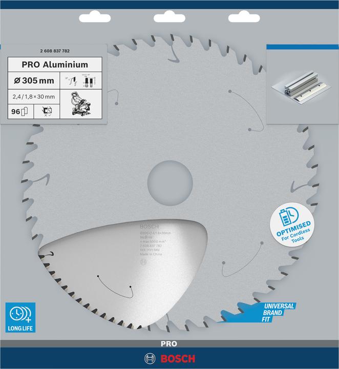 Productafbeelding Bosch Professional Zubehör Cirkelzaagblad aluminium voor accuzagen, 305 x 2,4/1,8 x 30, 96 tanden