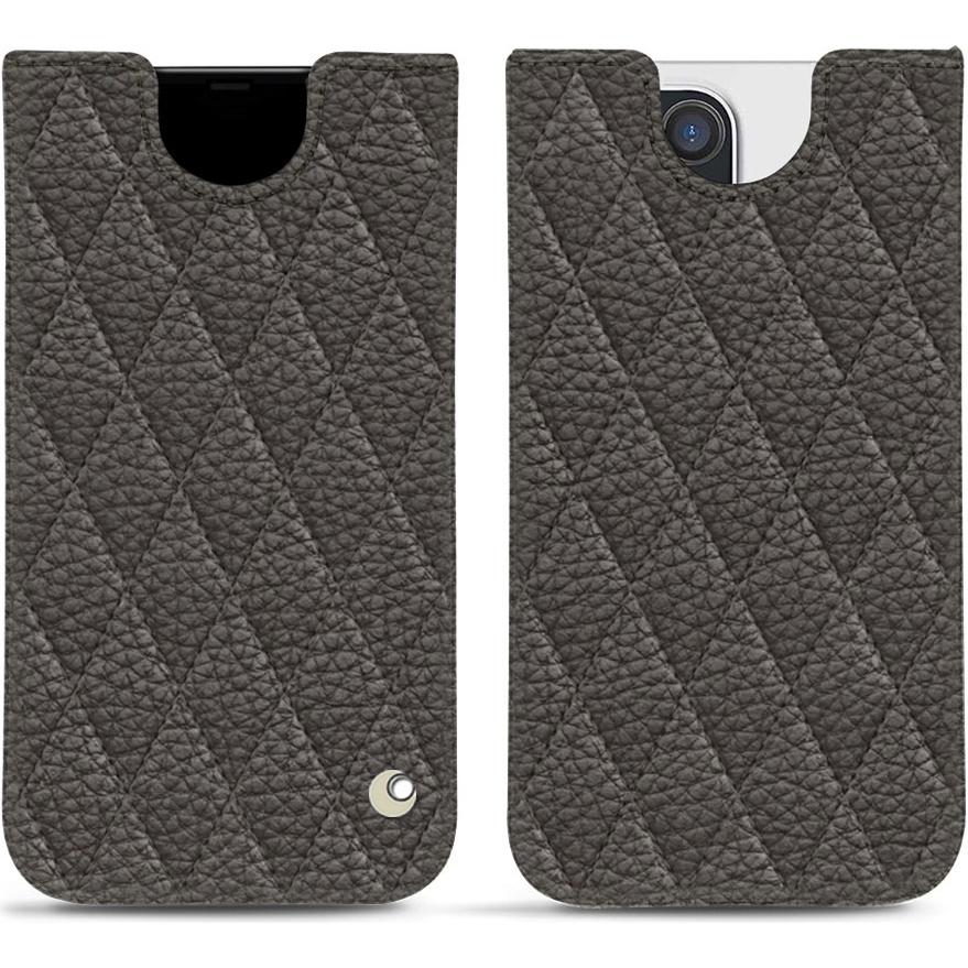 Noreve Lederschutzhülle (Apple iPhone 13 Pro Max), Smartphone Hülle, Grau