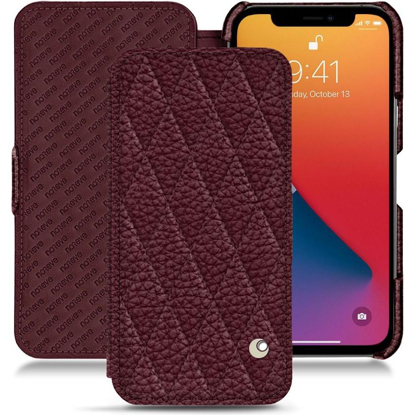 Noreve Lederschutzhülle horizontal (Apple iPhone 13 Pro), Smartphone Hülle, Violett