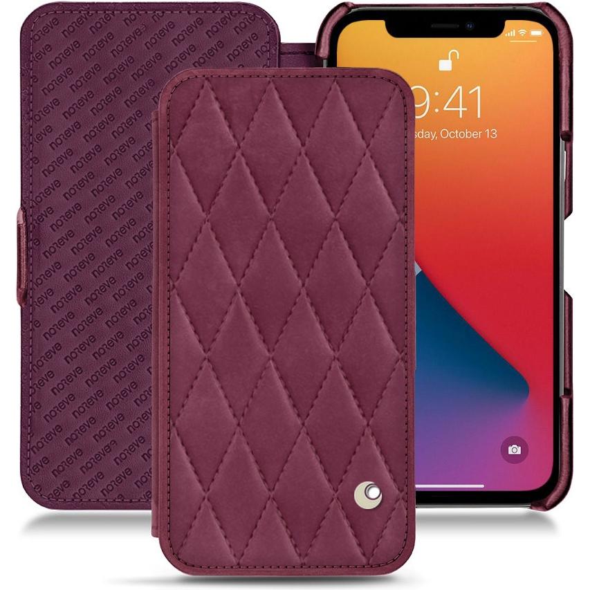 Noreve Lederschutzhülle horizontal (Apple iPhone 13 Pro), Smartphone Hülle, Violett