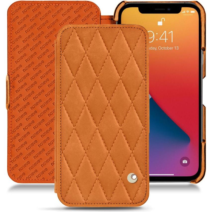 Noreve Lederschutzhülle horizontal (Apple iPhone 13 Pro), Smartphone Hülle, Orange
