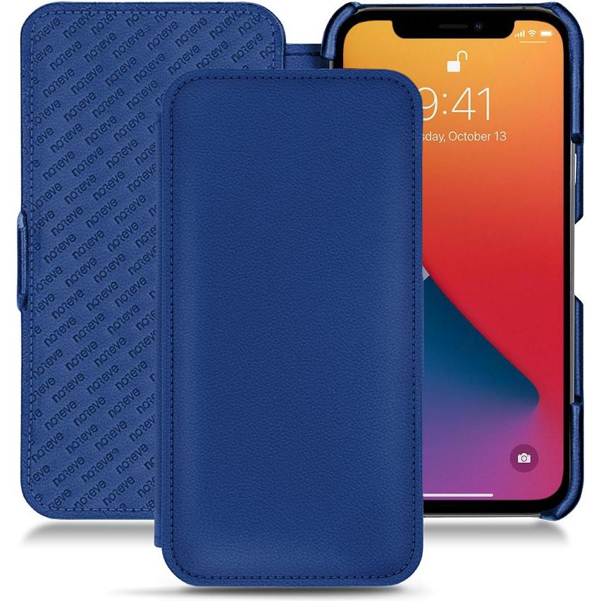 Noreve Lederschutzhülle horizontal (Apple iPhone 13 Pro), Smartphone Hülle, Blau