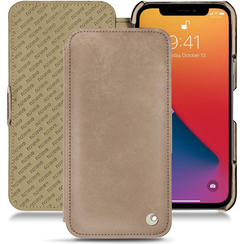 Noreve Lederschutzhülle horizontal (Apple iPhone 13 Pro Max), Smartphone Hülle, Beige