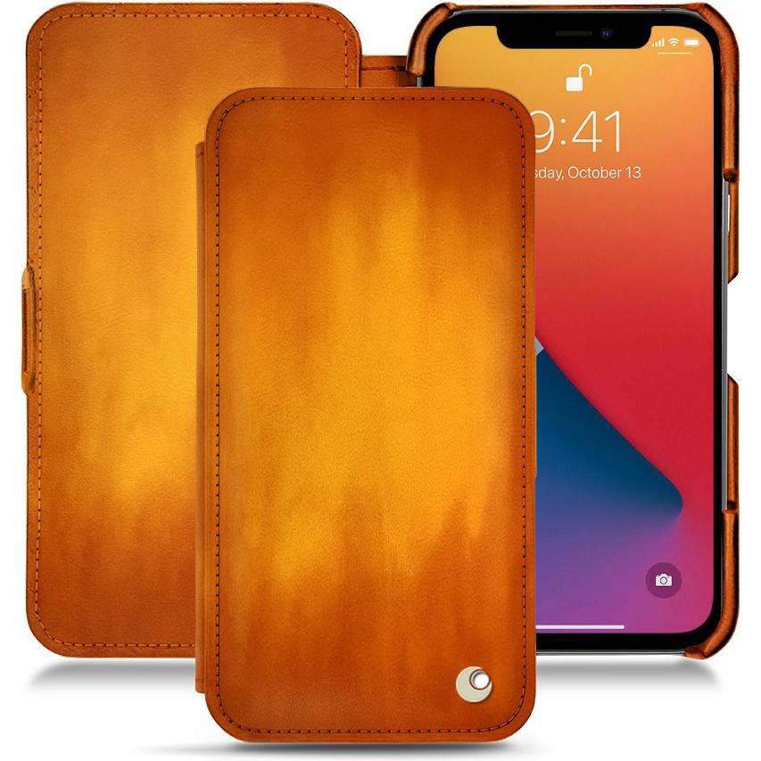 Noreve Lederschutzhülle horizontal (Apple iPhone 13 Pro Max), Smartphone Hülle, Orange