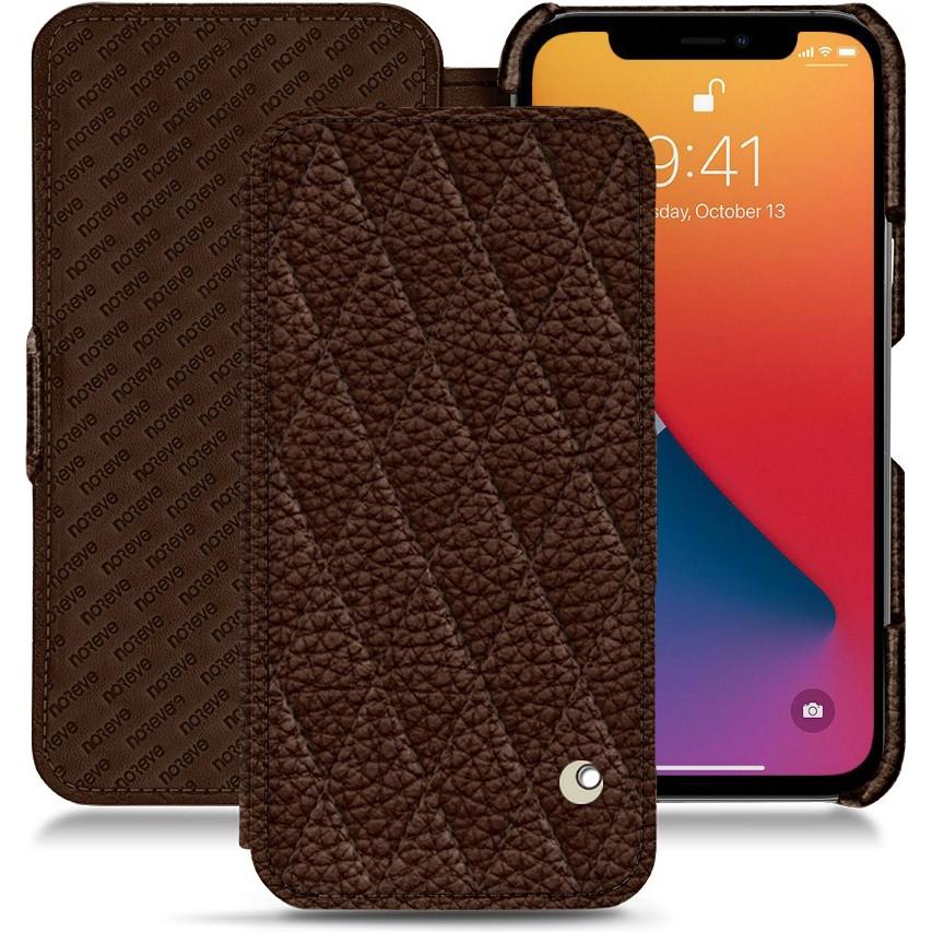 Noreve Lederschutzhülle horizontal (Apple iPhone 13 Pro Max), Smartphone Hülle, Braun