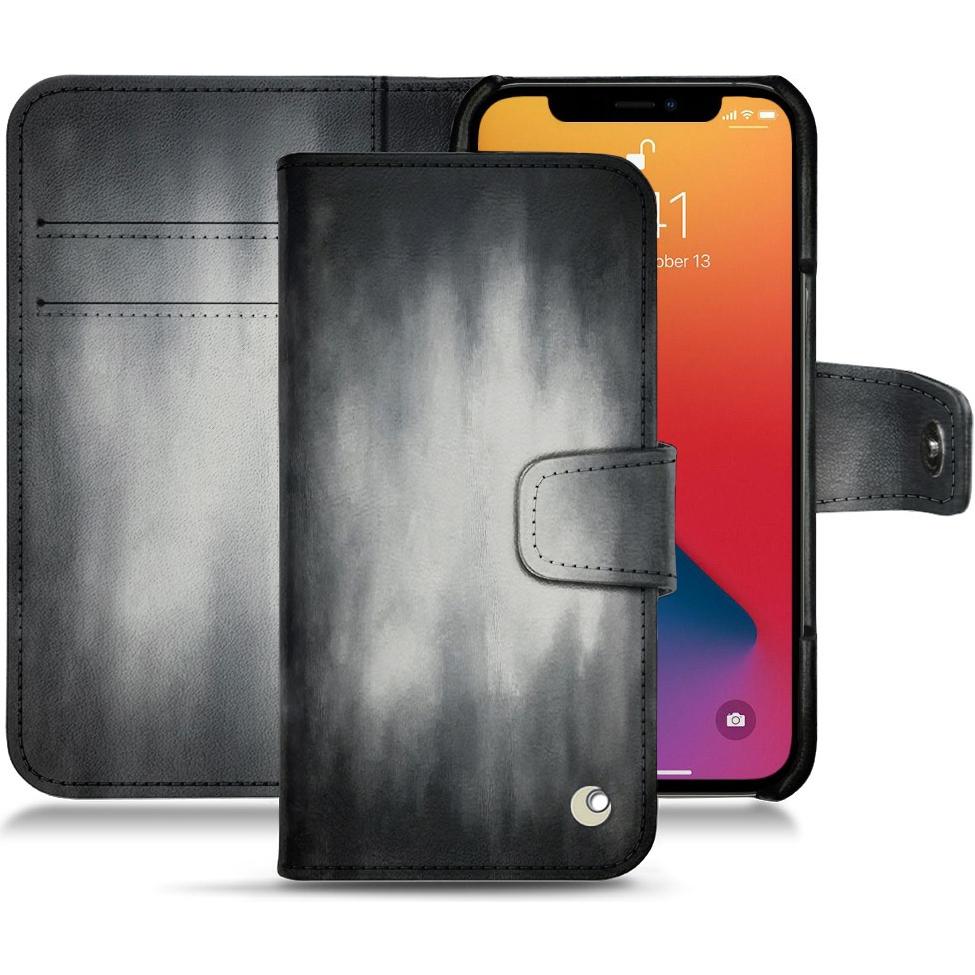 Noreve Lederschutzhülle Wallet (Apple iPhone 13 Pro), Smartphone Hülle, Grau