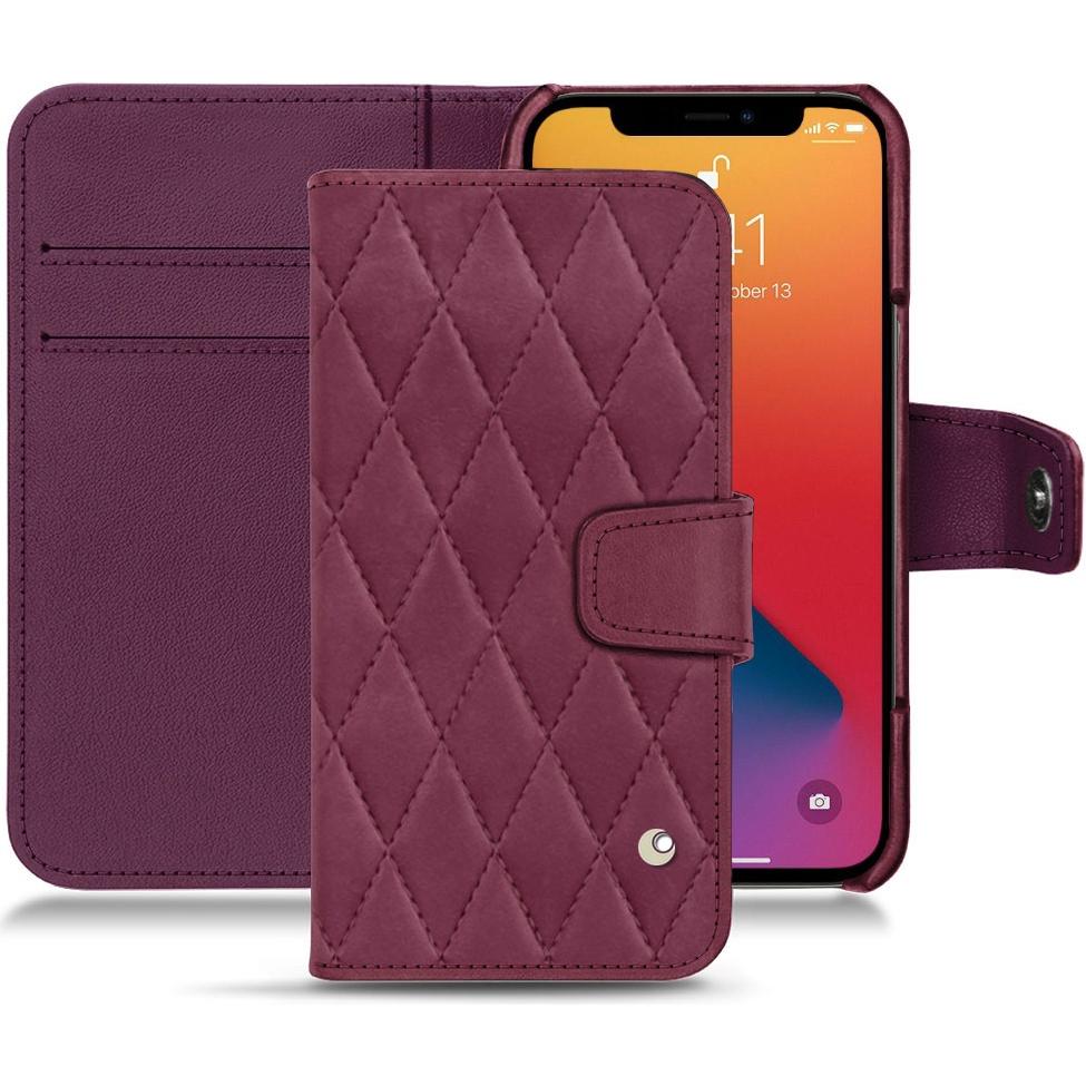 Noreve Lederschutzhülle Wallet (Apple iPhone 13 Pro), Smartphone Hülle, Violett