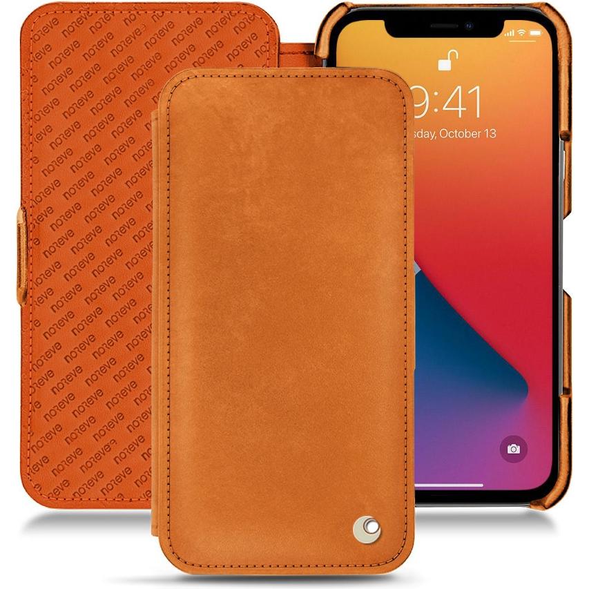 Noreve Lederschutzhülle horizontal (Apple iPhone 13 Pro), Smartphone Hülle, Orange