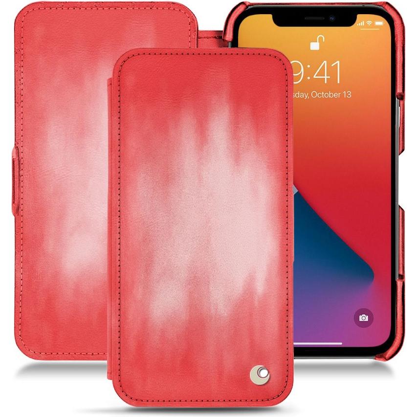 Noreve Lederschutzhülle horizontal (Apple iPhone 13 Pro), Smartphone Hülle, Rosa