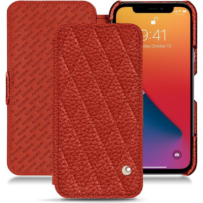 Noreve Lederschutzhülle horizontal (Apple iPhone 13 Pro), Smartphone Hülle, Orange
