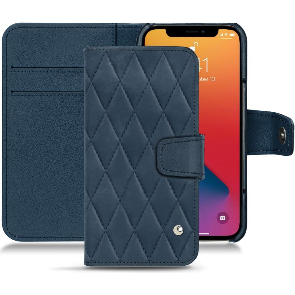 Noreve Lederschutzhülle Wallet (Apple iPhone 13 Pro Max), Smartphone Hülle, Blau