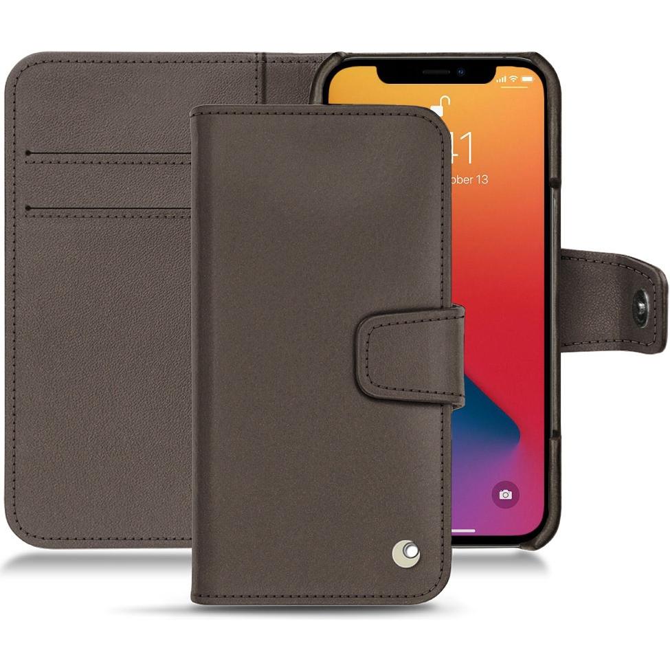Noreve Lederschutzhülle Wallet (Apple iPhone 13 Pro Max), Smartphone Hülle, Grau