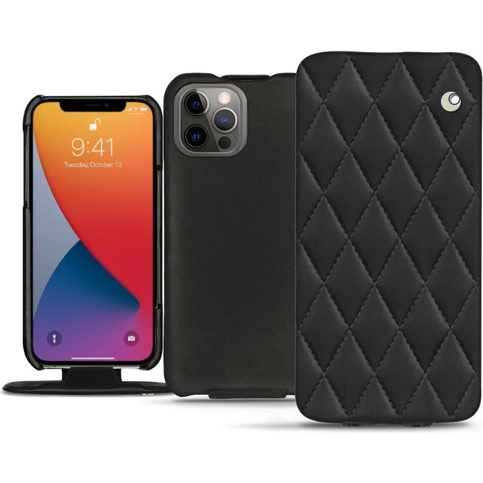 Noreve Lederschutzhülle vertikal (Apple iPhone 13 Pro Max), Smartphone Hülle, Schwarz