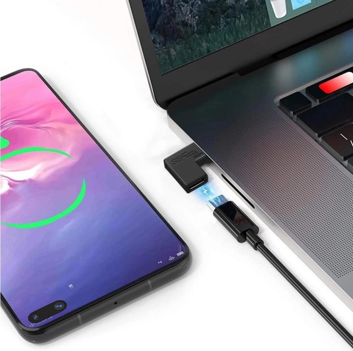 Produktbild PowerGuard USB-C 90 Grad Winkel Adapter (USB Typ-C, 3.60 cm)