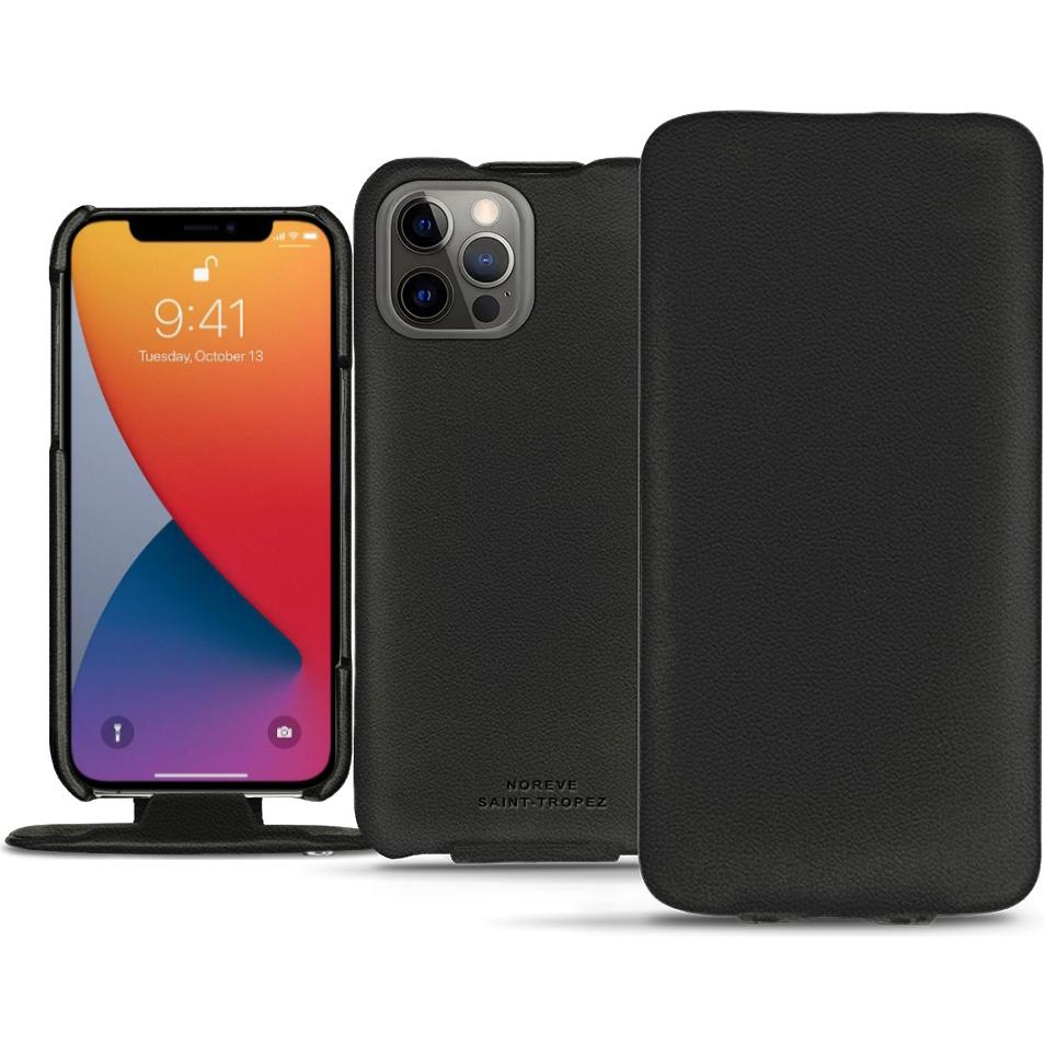 Noreve Lederschutzhülle vertikal (Apple iPhone 13 Pro Max), Smartphone Hülle, Schwarz
