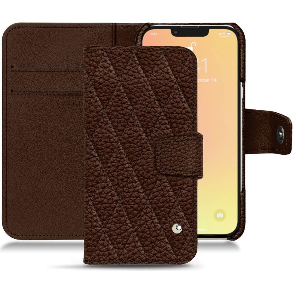 Noreve Lederschutzhülle Wallet (Apple iPhone 13), Smartphone Hülle, Braun
