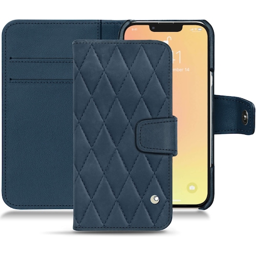 Noreve Lederschutzhülle Wallet (Apple iPhone 13), Smartphone Hülle, Blau