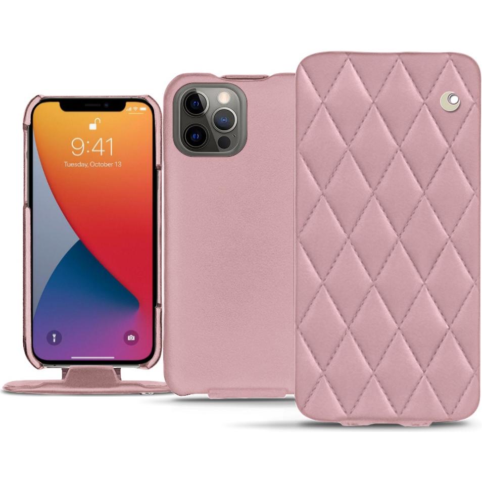 Noreve Lederschutzhülle vertikal (Apple iPhone 13 Pro), Smartphone Hülle, Rosa