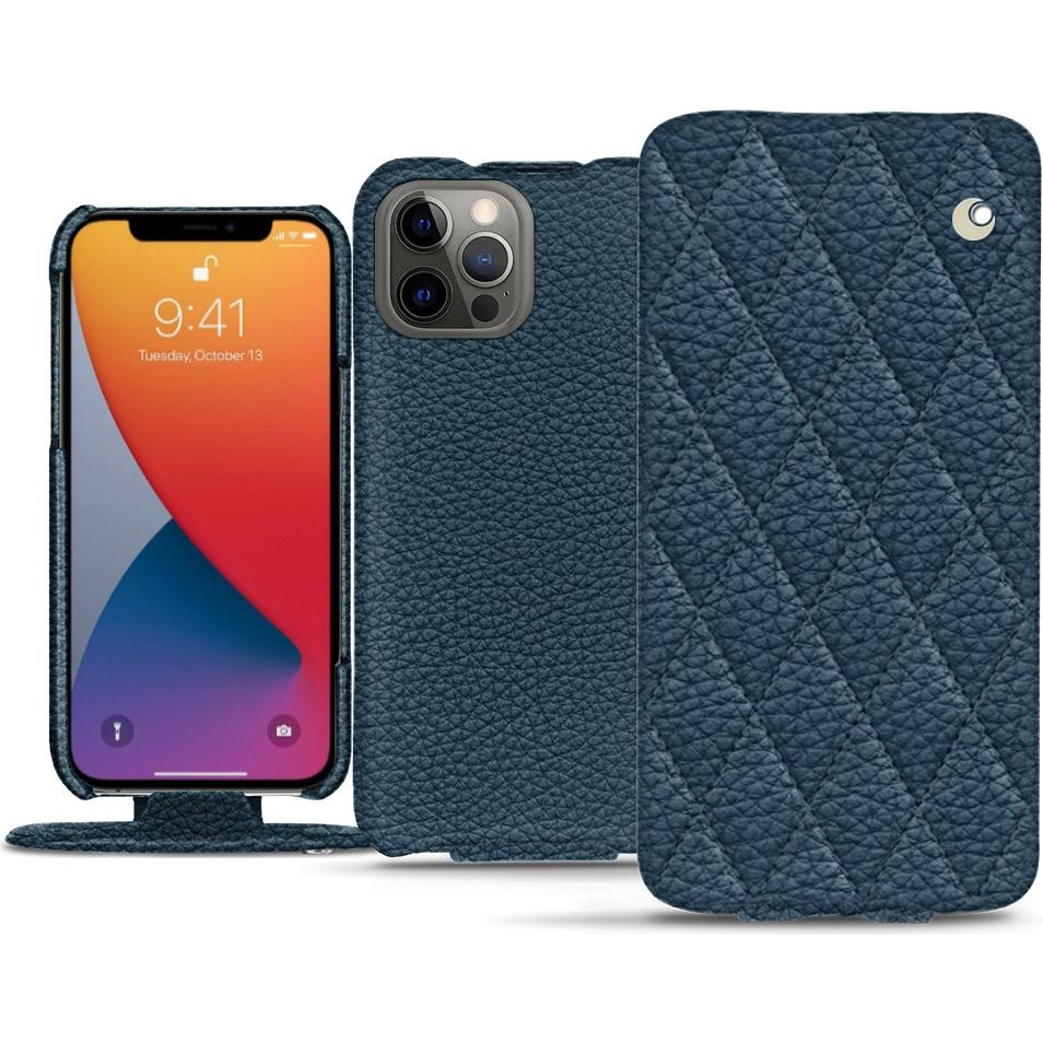 Noreve Lederschutzhülle vertikal (Apple iPhone 13 Pro), Smartphone Hülle, Blau