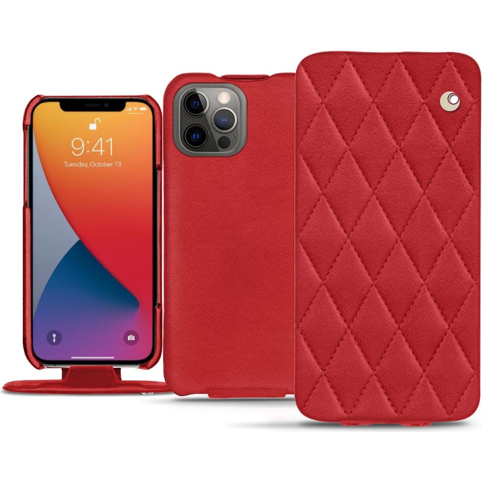 Noreve Lederschutzhülle vertikal (Apple iPhone 13 Pro), Smartphone Hülle, Rot