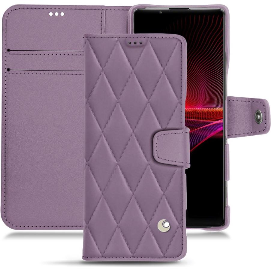 Noreve Lederschutzhülle Wallet (Sony Xperia 1 III), Smartphone Hülle, Violett