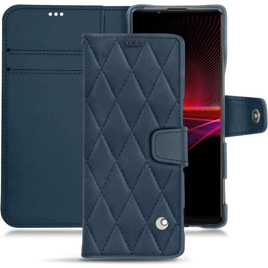 Noreve Lederschutzhülle Wallet (Sony Xperia 1 III), Smartphone Hülle, Blau