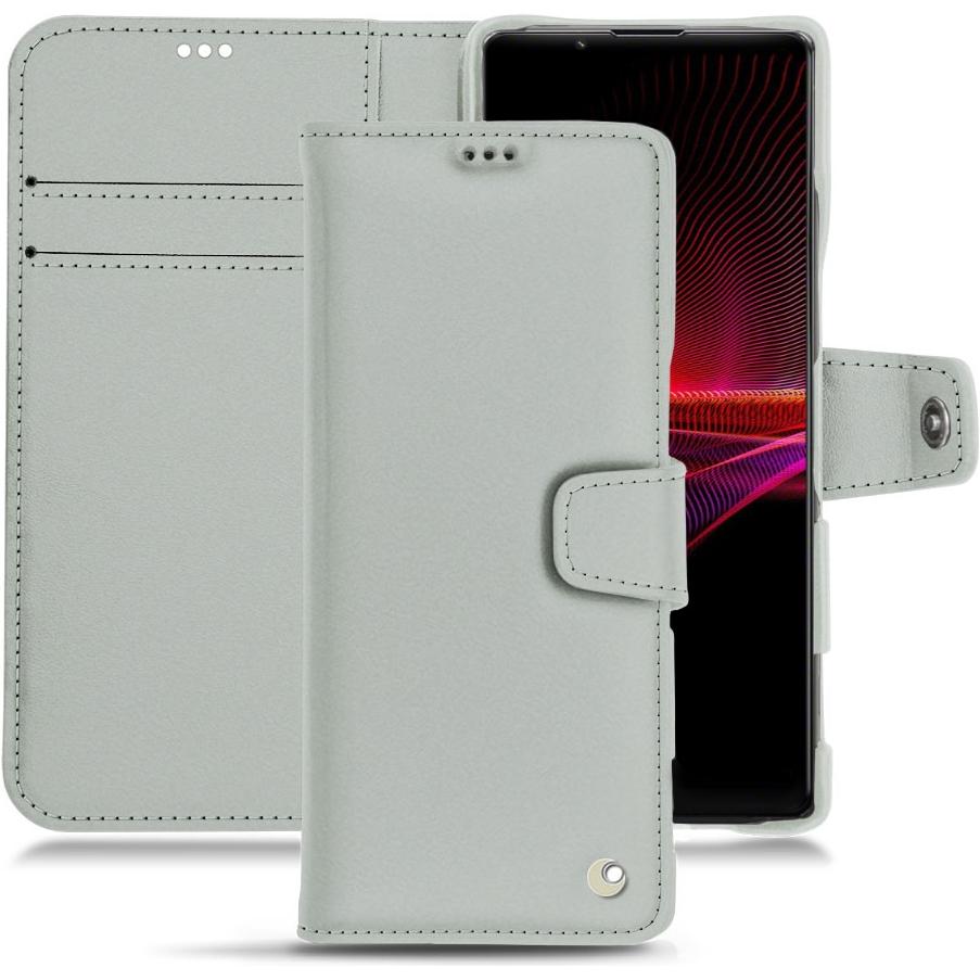 Noreve Lederschutzhülle Wallet (Sony Xperia 1 III), Smartphone Hülle, Grau