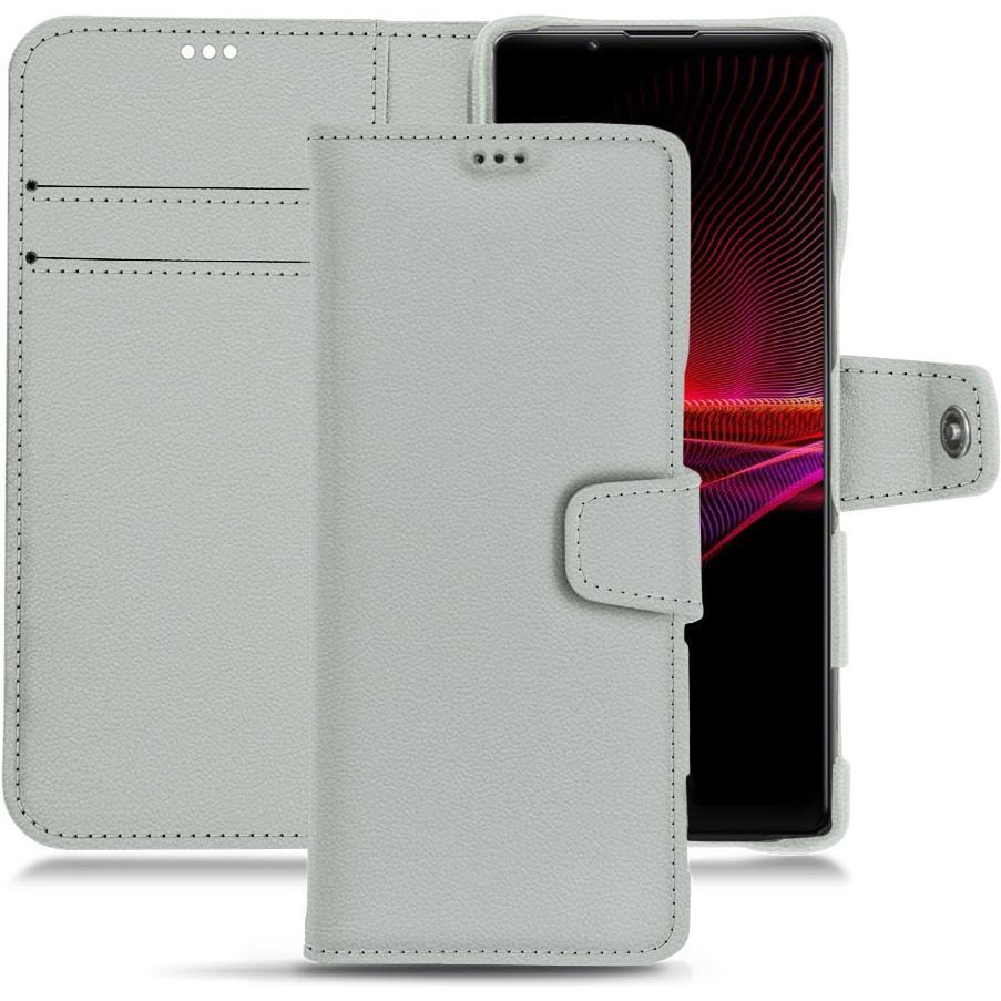 Noreve Lederschutzhülle Wallet (Sony Xperia 1 III), Smartphone Hülle, Grau