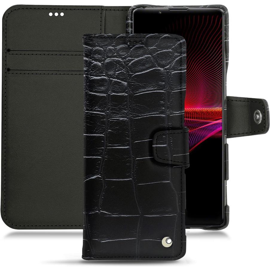 Noreve Lederschutzhülle Wallet (Sony Xperia 1 III), Smartphone Hülle, Schwarz