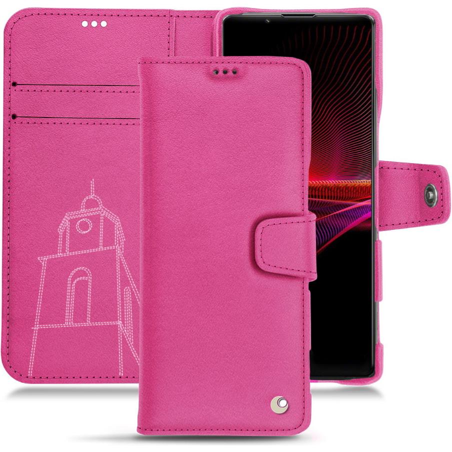 Noreve Lederschutzhülle Wallet (Sony Xperia 1 III), Smartphone Hülle, Rosa