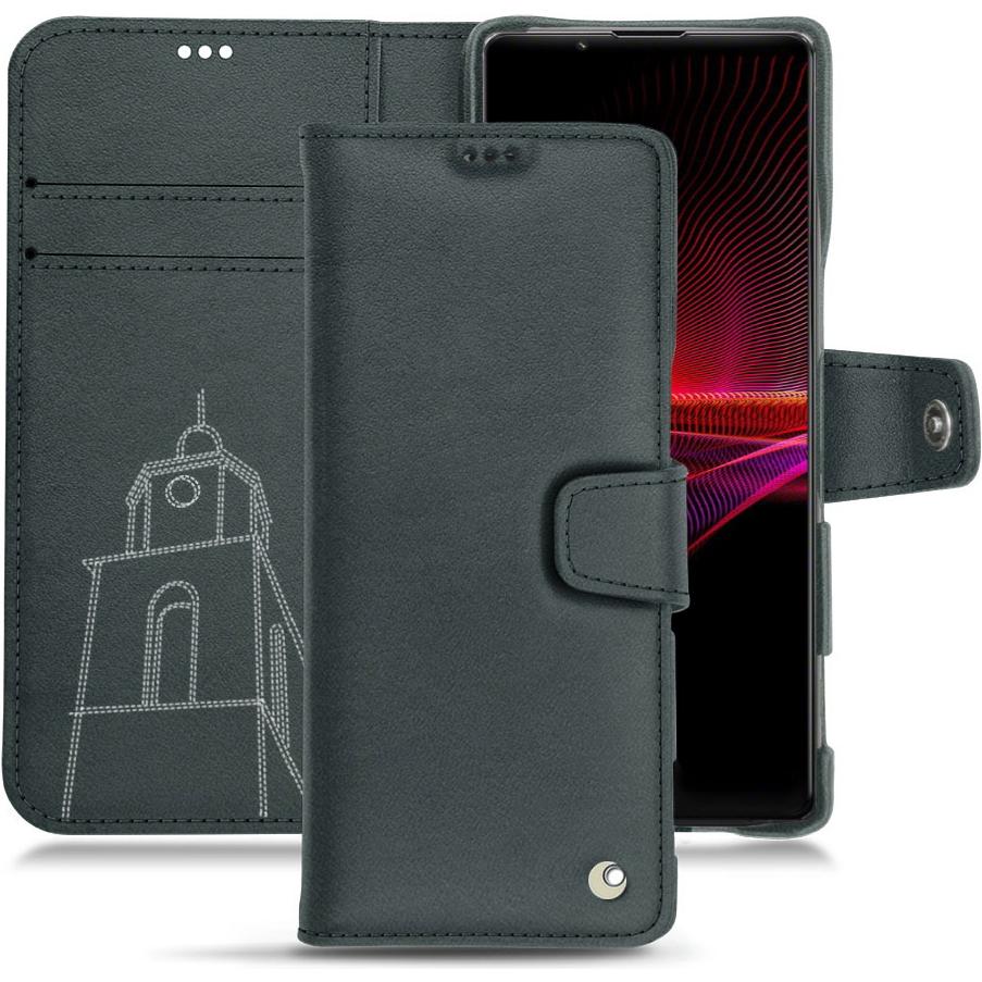 Noreve Lederschutzhülle Wallet (Sony Xperia 1 III), Smartphone Hülle, Blau