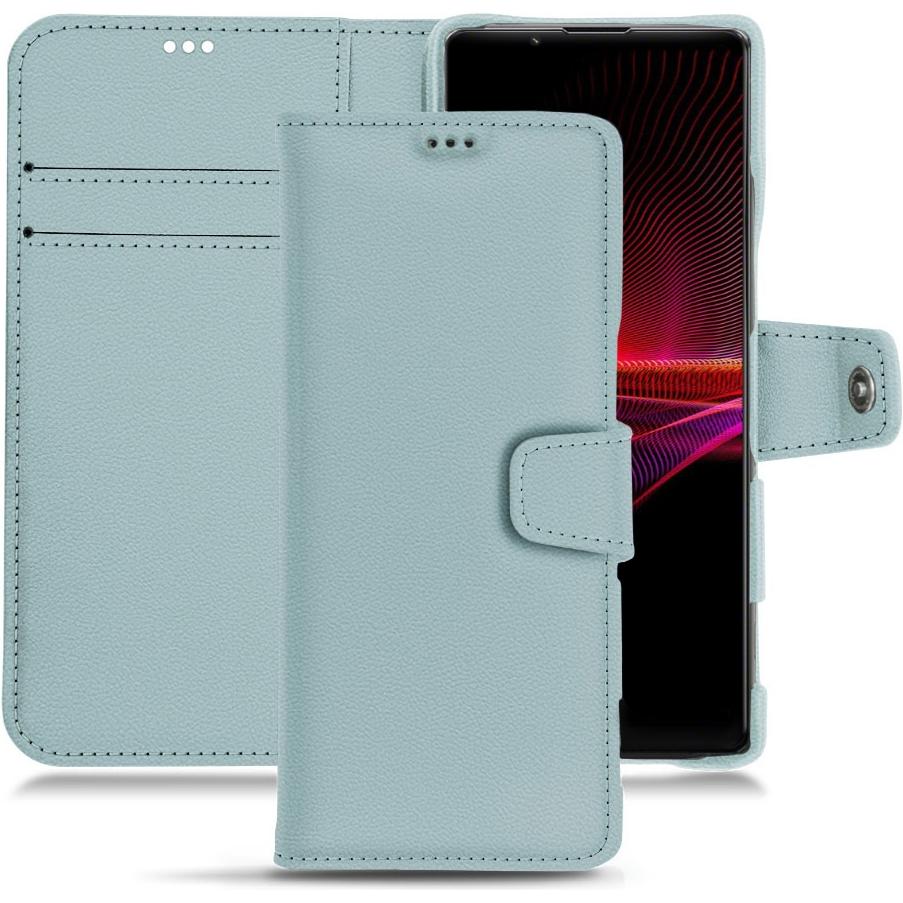 Noreve Lederschutzhülle Wallet (Sony Xperia 1 III), Smartphone Hülle, Blau
